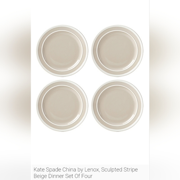 kate spade Other - Kate Spade China by Lenox, Sculpted Stripe Beige plates Set Of Four